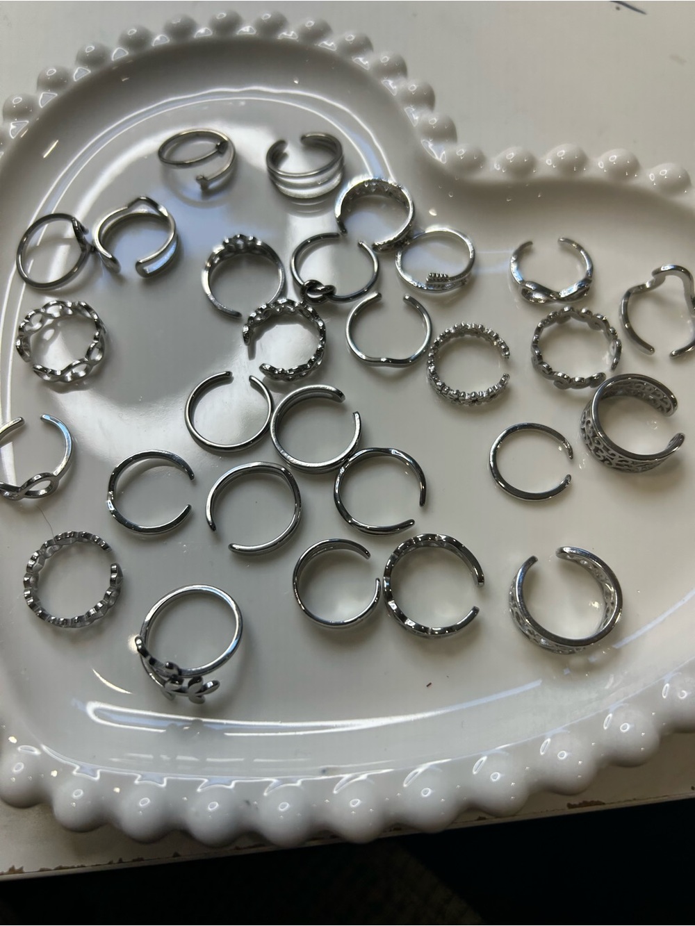 Silver Tone Mixed Toe Rings